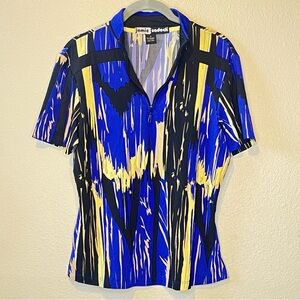 Jamie Sadock Golf Polo Abstract Blue and Gold